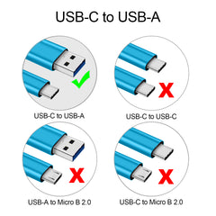 10-inch Short Length USB-C 3.2 Gen 1 to USB-A 3.0 Cable (Electric Blue)