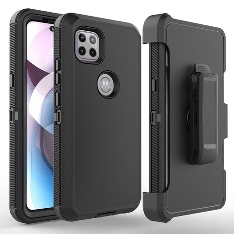 Motorola One 5G Ace Heavy-Duty Holster + Case w/ Built-in Screen Protector